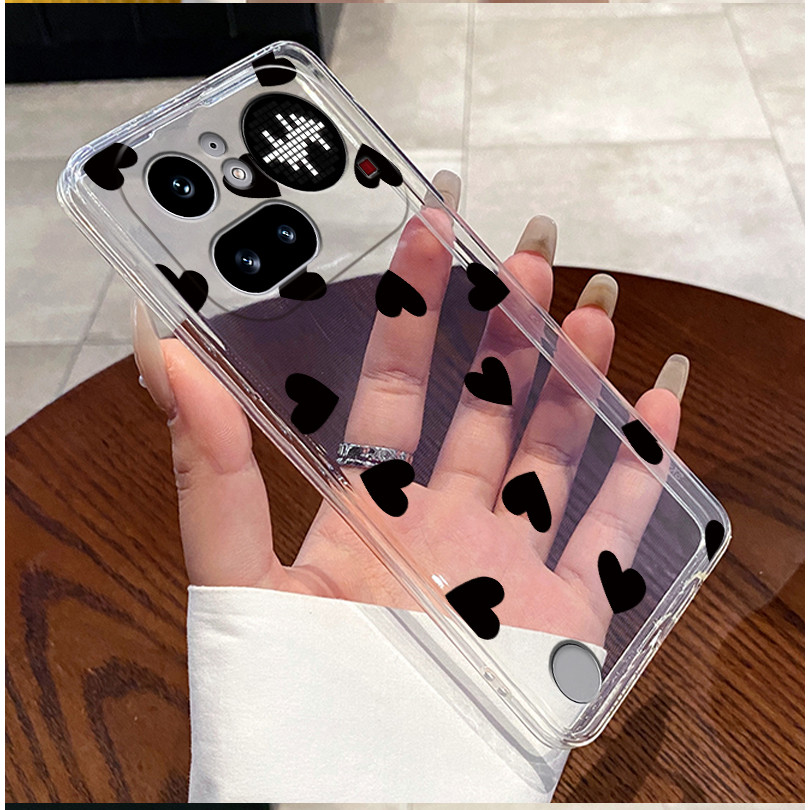 Phone Accessories Nothing - Elegante, trendige schwarze Handyhülle mit Liebesmuster