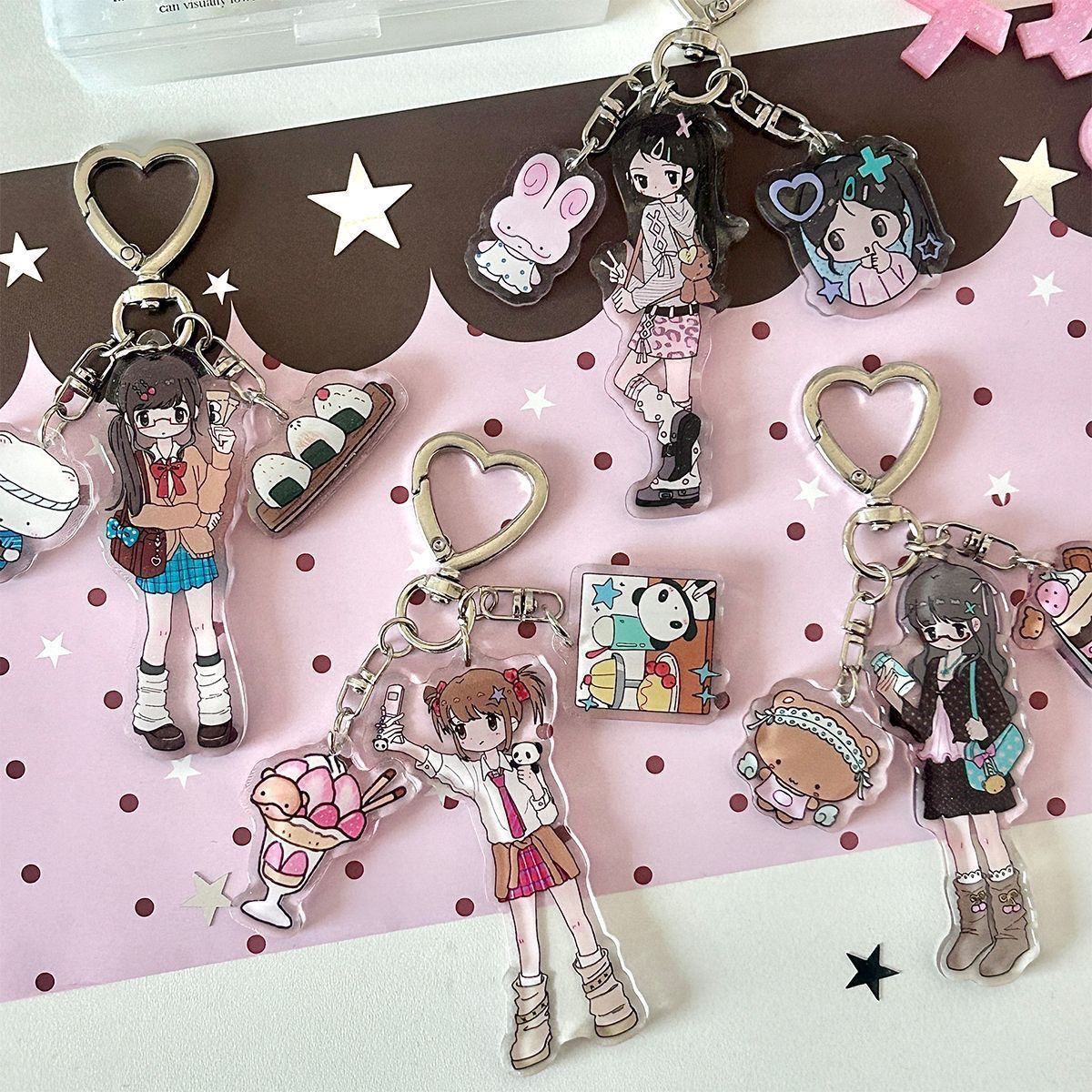 Phone Accessories Hanging - Niedliche Mädchen-Ästhetik Acryl-Handyzubehör Acryl-Schlüsselanhänger Y2k-Stil Mädchen-Anhänger