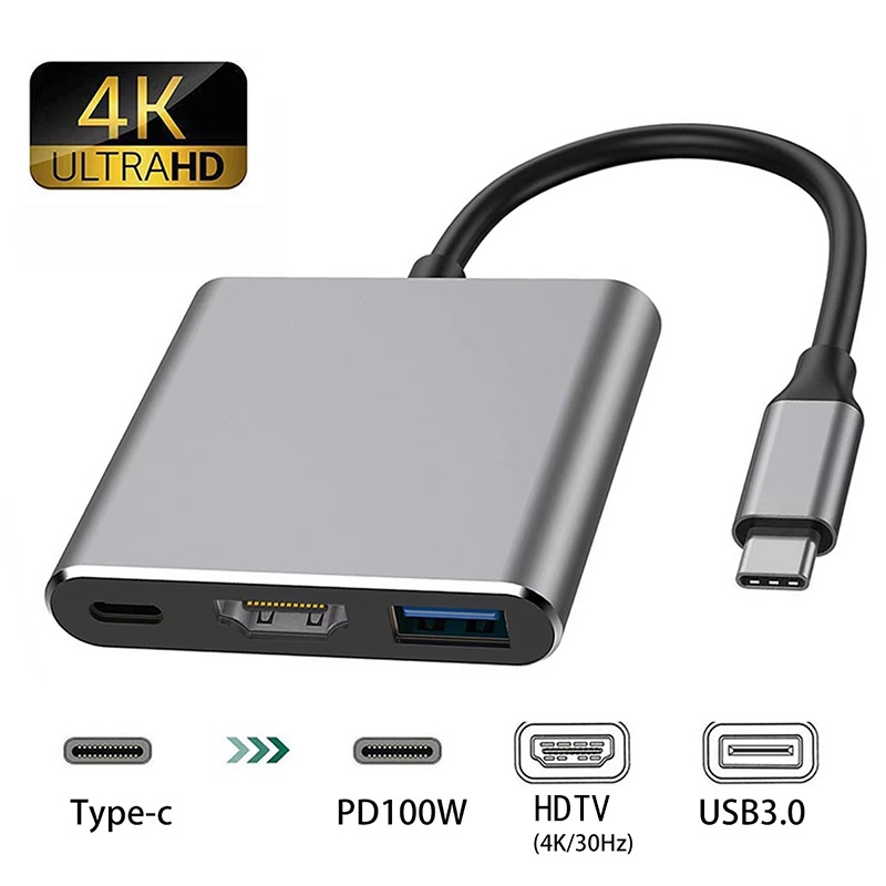 Hdmi Phone Adapter - USB-C zu HDMI-kompatibler 3-in-1-Kabelkonverter USB 3.0
