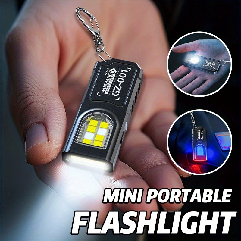 Type C Adapter - Leistungsstarke Mini COB LED Schlüsselanhänger-Taschenlampe USB-C