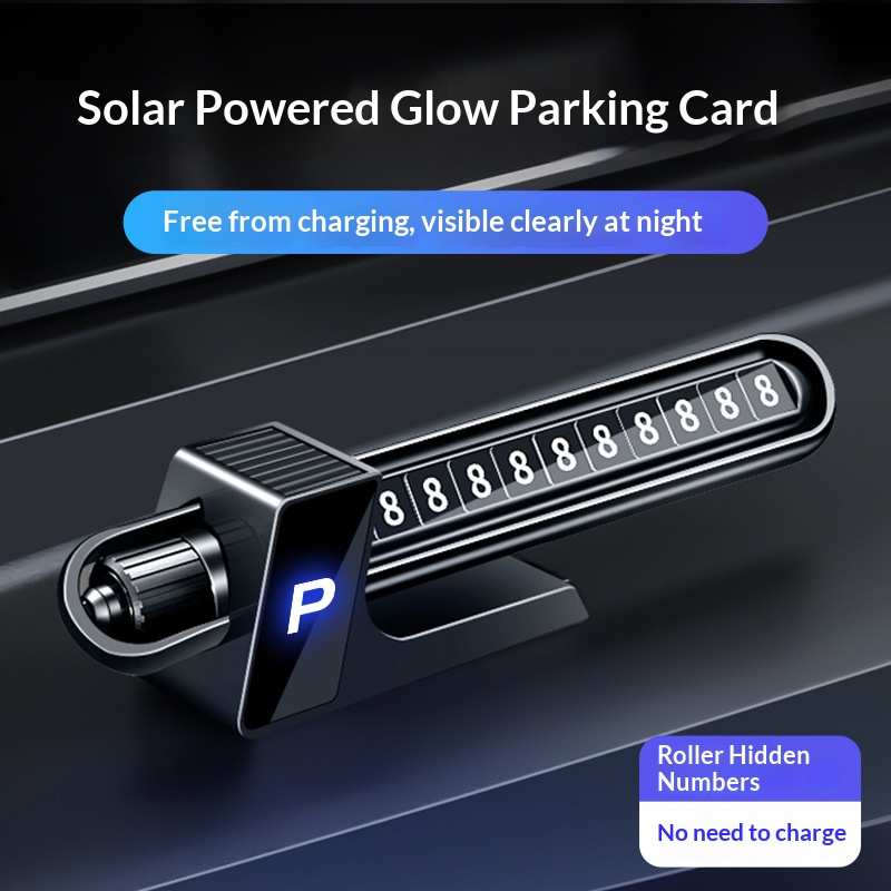 Phone Accessories You Need - Solarbetriebene LED-Parknummerntafel für Autos, Temporärer Parkplatz,
