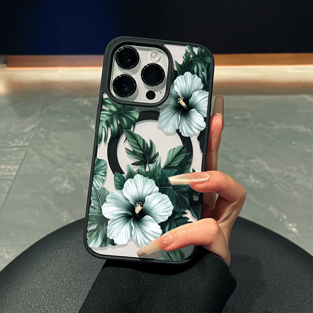 Phone Accessories Magnetic - Grüne Blumenmuster Handyhülle für iPhone 17