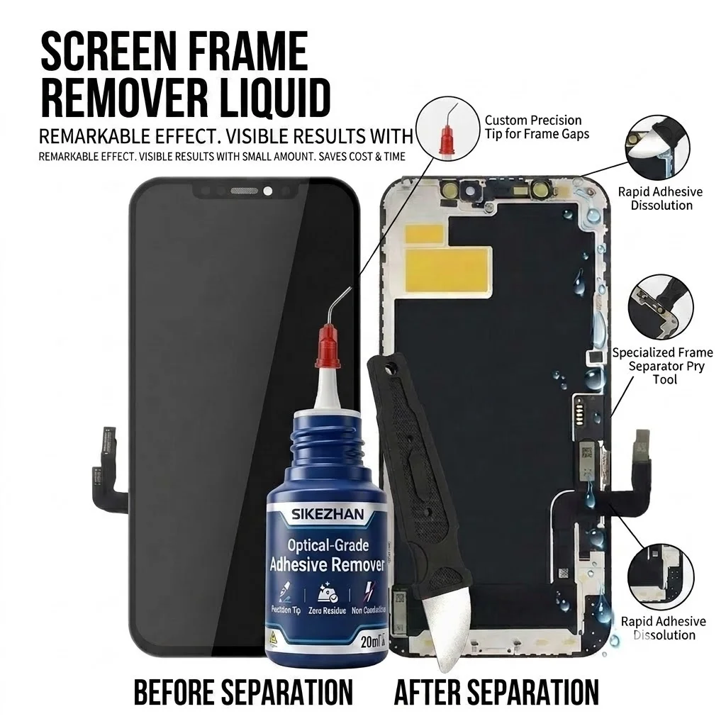 Phone Accessories Repair - SIKEZHAN 20ml Optikklar-Klebstoffentferner-Reinigungsset mit Präzisions-Dosierspitze &