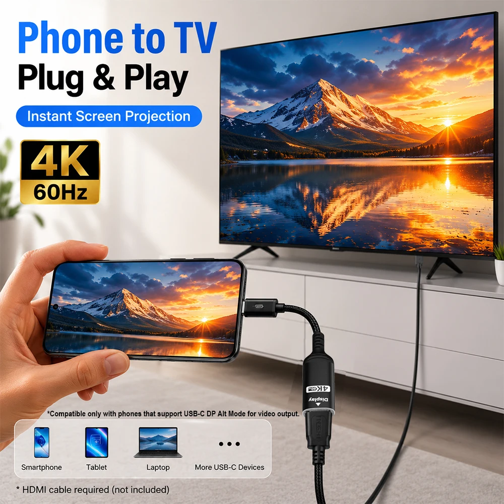 USB-C zu HDMI Adapter 4K@60Hz  – Hdmi Phone Adapter Bewertung und Preis