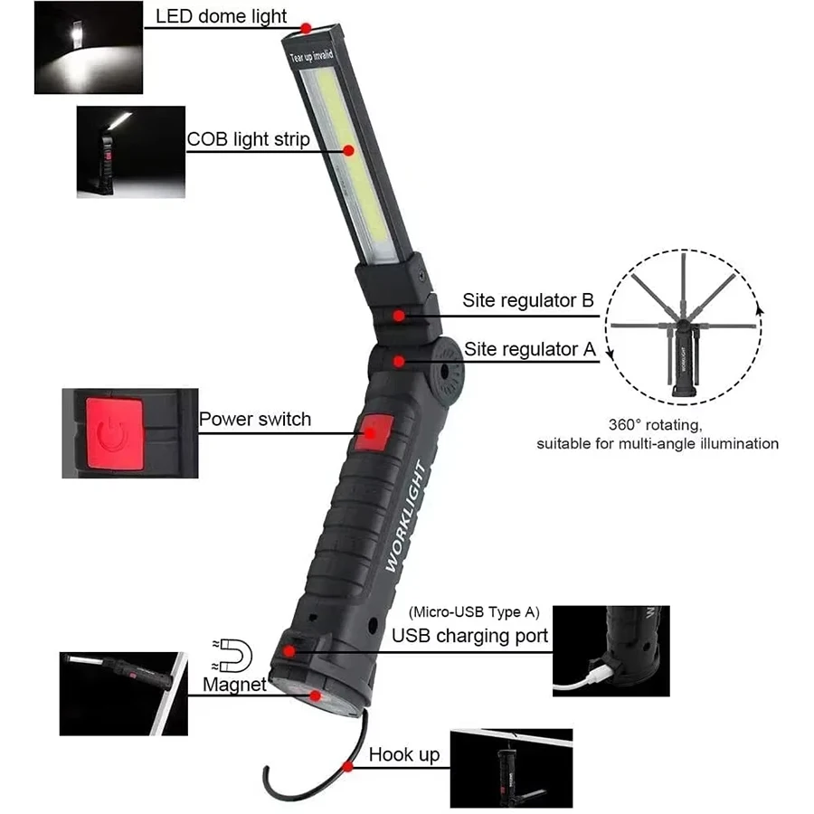 Neue tragbare COB-LED-Taschenl – Type C Adapter Bewertung und Preis